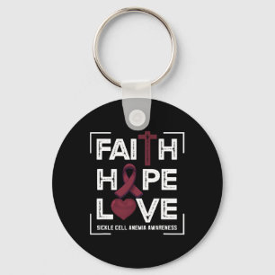 Faith Hope Love Sickle Cell Anaemia Awareness Key Ring