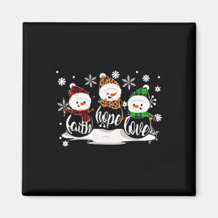 Faith Hope Love Snowman Christmas Pajama Cute Wint Magnet