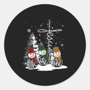 Faith Hope Love Snowman Jesus Christian Tree Chris Classic Round Sticker
