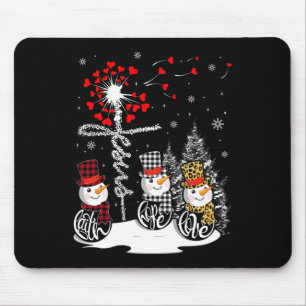 Faith Hope Love Snowman Jesus Dandelion Christian Mouse Pad