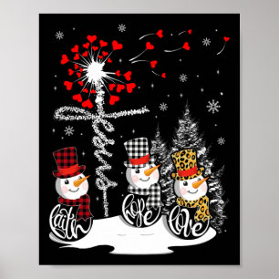 Faith Hope Love Snowman Jesus Dandelion Christian Poster