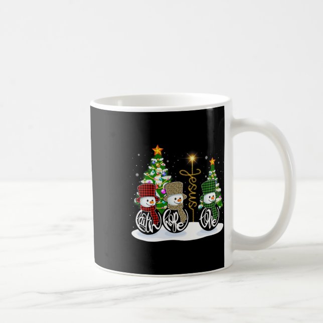 Faith Hope Love Snowman Jesus Fun Xmas Cross For C Coffee Mug (Right)