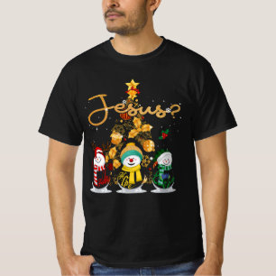 Faith Hope Love Snowman Jesus Funny Xmas Cross For T-Shirt