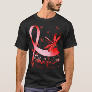 Faith Hope Love Stroke Awareness Dragonfly T-Shirt
