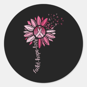 Faith Hope Love Sunflower Breast Cancer Awareness  Classic Round Sticker
