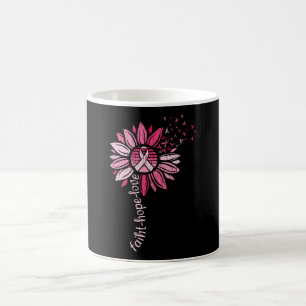 Faith Hope Love Sunflower Breast Cancer Awareness Coffee Mug
