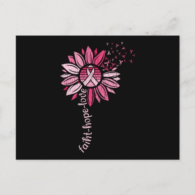 Faith Hope Love Sunflower Breast Cancer Awareness  Postcard (Front)