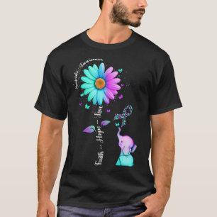 Faith Hope Love Sunflower Elephant Suicide Awarene T-Shirt