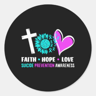 Faith Hope Love Support Prevention Awareness Classic Round Sticker
