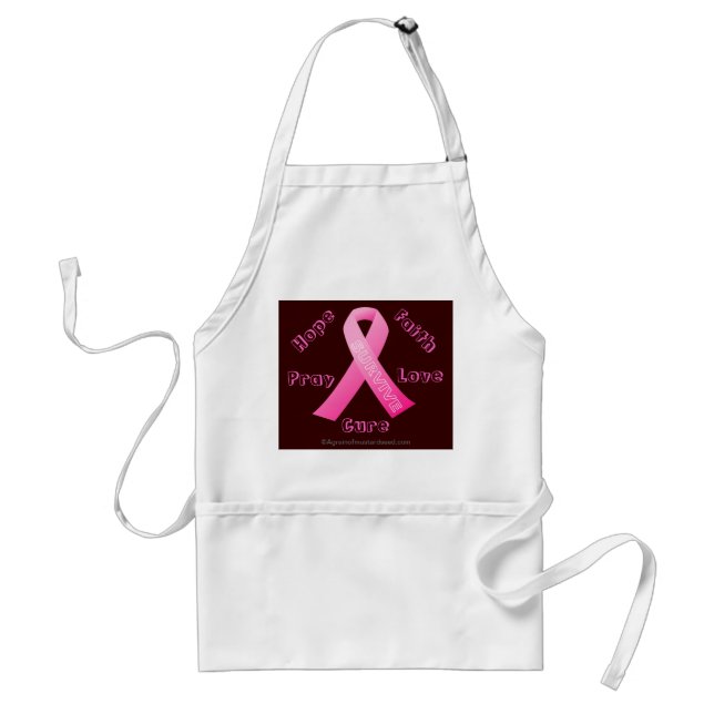 Faith Hope Love Survive Pink Ribbon Standard Apron (Front)