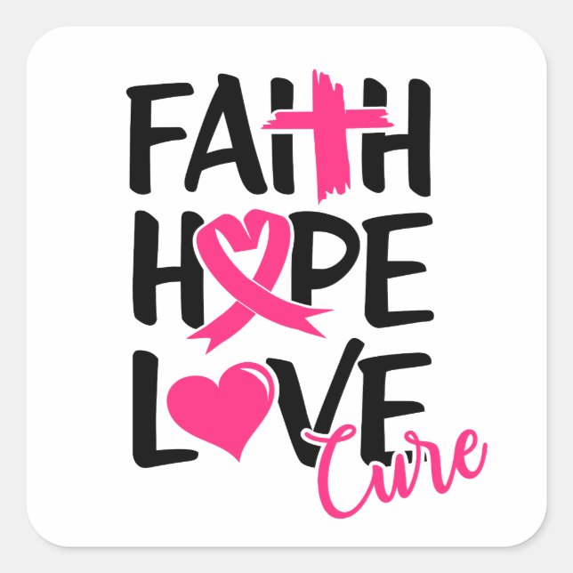 Faith Hope Love T-Shirt Keychain Button Silver Pla Square Sticker (Front)