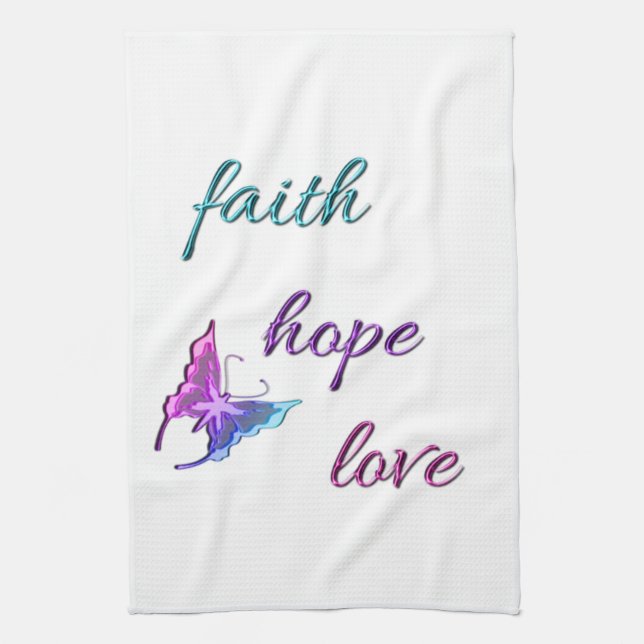 Faith Hope Love Tea Towel (Vertical)