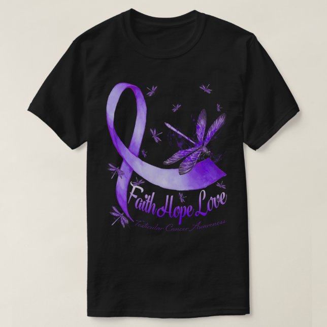 Faith Hope Love Testicular Cancer Awareness Dragon T-Shirt (Design Front)