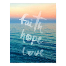 Faith Hope Love Typography Ocean Sunset
