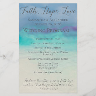 Faith Hope Love Watercolor Bible Verse Wedding