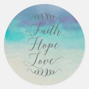 Faith Hope Love Watercolor Classic Round Sticker