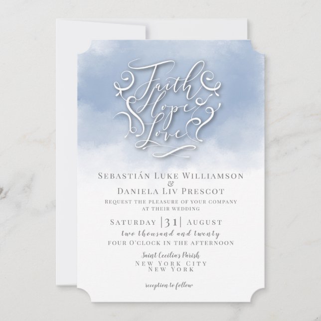 Faith Hope Love Wedding Invitation | Heaven Sent (Front)