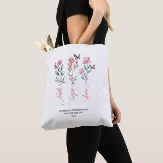 Faith Hope Love Wildflowers Church Bible Custom Tote Bag