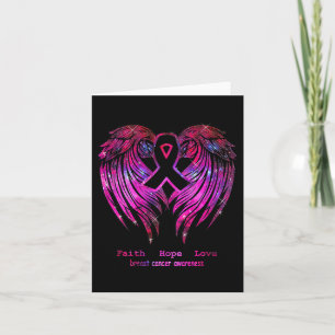 Faith Hope Love Wings Breast Cancer Awareness Card