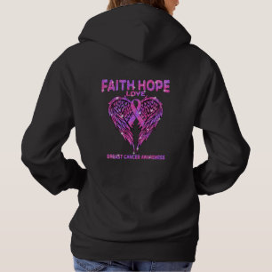 Faith Hope Love Wings Breast Cancer Awareness Hoodie