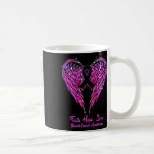 Faith Hope Love Wings Breast Cancer Awareness Pink Coffee Mug