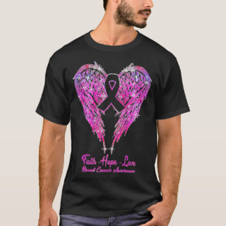 Faith Hope Love Wings Breast Cancer Awareness Pink T-Shirt
