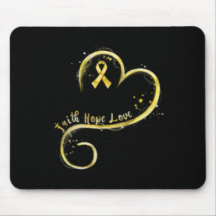 Faith Hope Love Yellow Ribbon Childhood Cancer Awa Mouse Pad