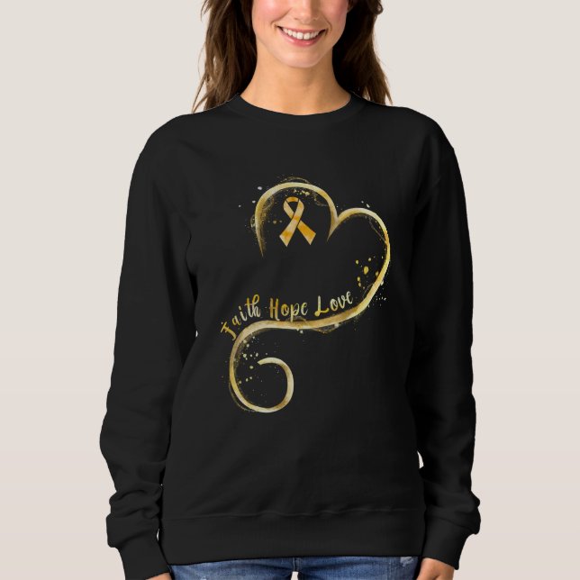 Faith Hope Love Yellow Ribbon Endometriosis Awaren Sweatshirt (Front)