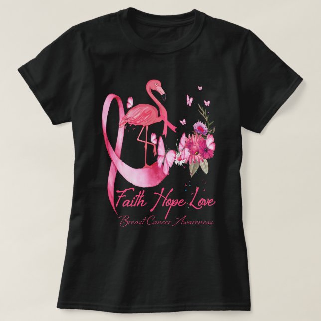 Faith Hummingbird ribbon breast cancer awareness T-Shirt (Design Front)