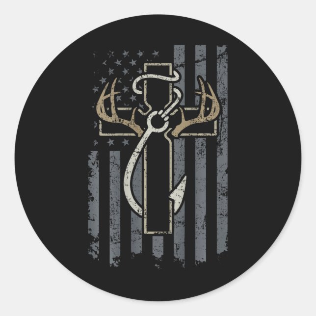 Faith Hunting Fishing - Christian Hunter Fisherman Classic Round Sticker (Front)