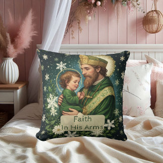 Faith in His Arms Saint Patrick with Baby Jesus  Cushion