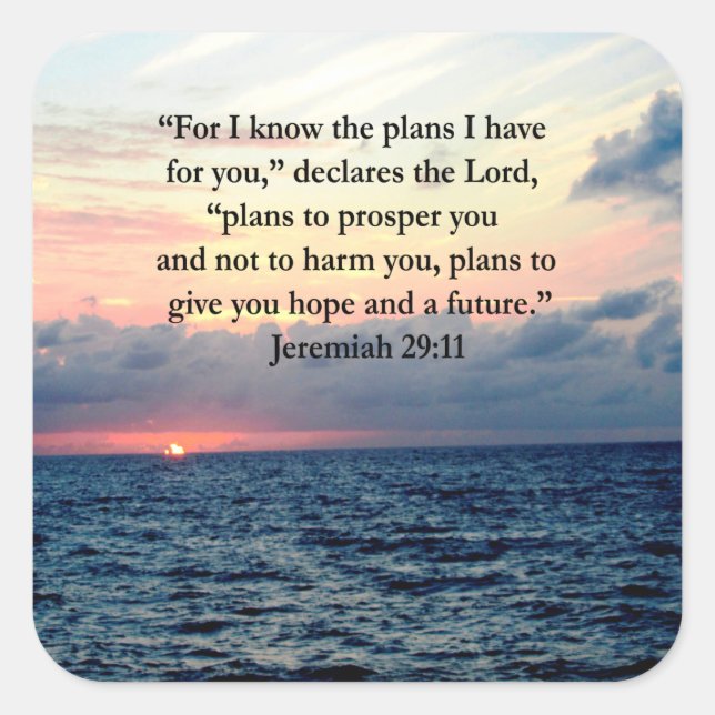 FAITH IN JEREMIAH 29:11 SUNRISE VERSE SQUARE STICKER (Front)