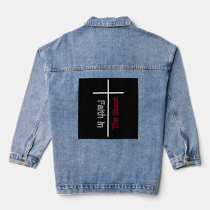 Faith In The Blood White Cross Christian Denim Jacket