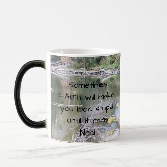 Faith Inspirational Humour Quote Bible Christian   Magic Mug (Left)