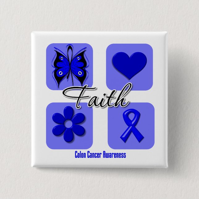 Faith Inspirations Colon Cancer 15 Cm Square Badge (Front)
