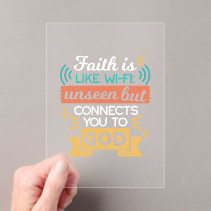 Faith Is Like WiFi Funny Christian Quote Art Acrylic Invitations