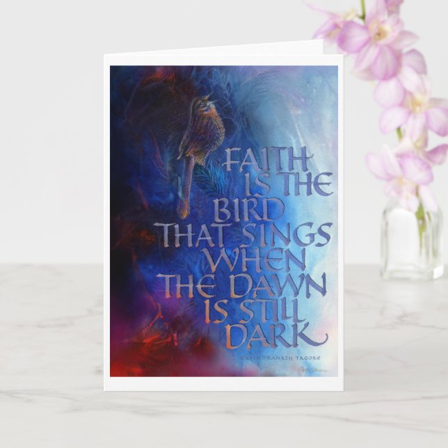 "Faith is the bird that sings," 5" x 7", Folded Card (Orchid)