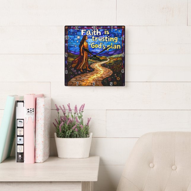Faith is trusting God's plan.Proverbs 3:5-6 Square Wall Clock (Reading Room)