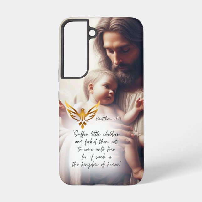 Faith Jesus Embracing Baby Realistic Gold Dove Samsung Galaxy S22 Case (Back)
