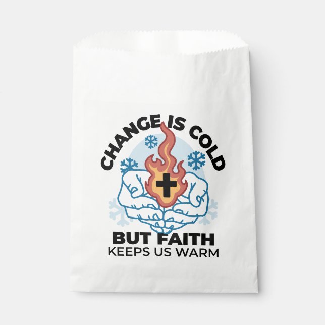 Faith Keeps Us Warm -  Uplifting Winter Artwork Favour Bags (Front)