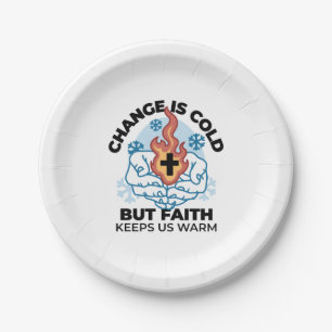 Faith Keeps Us Warm - Uplifting Winter Artwork Paper Plate
