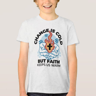Faith Keeps Us Warm - Uplifting Winter Artwork Tri-Blend Shirt