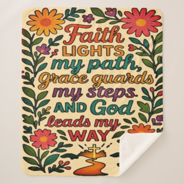  Faith Lights My Path Christian Art - Inspirationa Sherpa Blanket (Front)