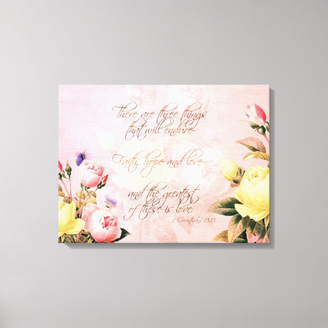 Faith, Love and Hope Roses Canvas Print (Front)