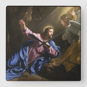 Faith Love Cross Prayer Christianity Peace Destiny Square Wall Clock