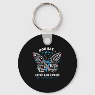 Faith Love Cure Butterfly T1d Type 1 Diabetes Awar Key Ring