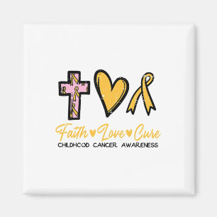 Faith Love Cure Childhood Cancer Awareness Ribbon Magnet