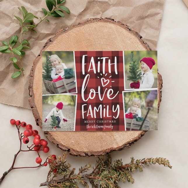 Faith Love Family | Christmas Photo Collage Holiday Card (Creator Uploaded)