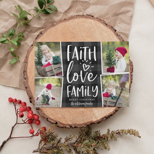 Faith Love Family | Christmas Photo Collage Holiday Card (Creator Uploaded)
