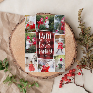 Faith Love Family   Multi Photo Collage Christmas Holiday Card